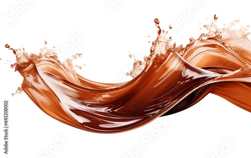 Brown liquid wave splash on white transparent background