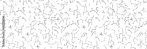 Constellation of stars pattern. Seamless space background. Universe vector illustration