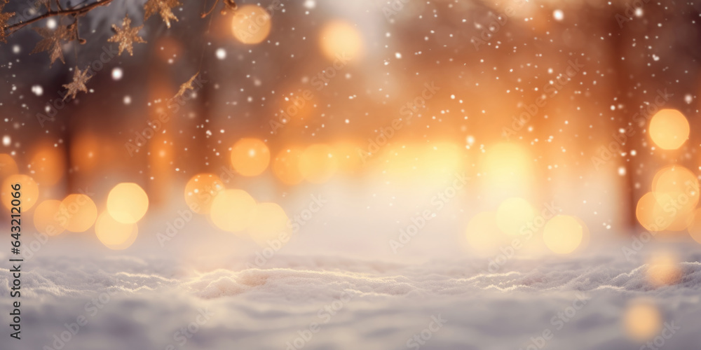 Background blur city evening snow, Christmas winter, generative ai Background blur city evening snow, Christmas winter, generative ai