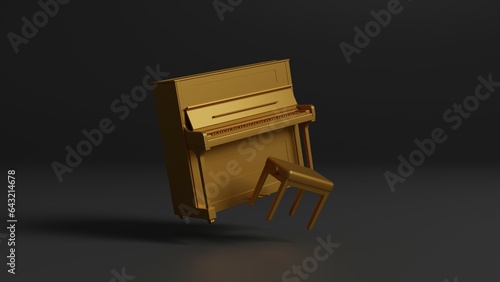 Piano 3d illustration. 3d rendered image. Music. Playing the piano