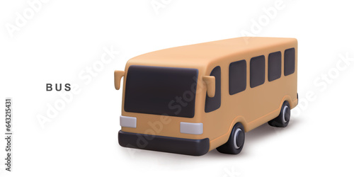 3d realistic bus on white background. Vector illustration.