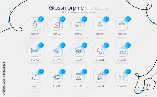 Set of Messenger, Conjunctivitis eye and Augmented reality line icons for web app. Inspiration, Power bank, Video conference icons. Eco energy, Three fingers, Fast verification signs. Vector