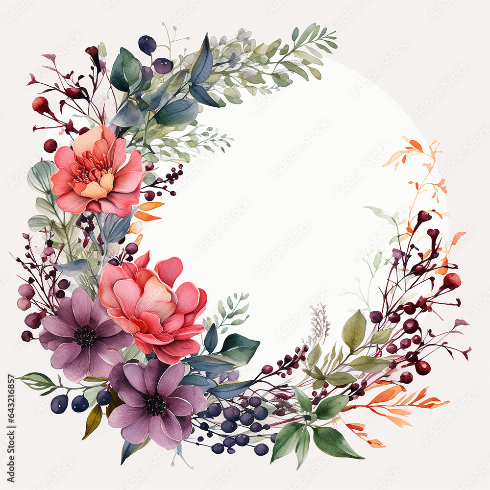Obraz premium Free vector watercolor floral wedding anniversary frame