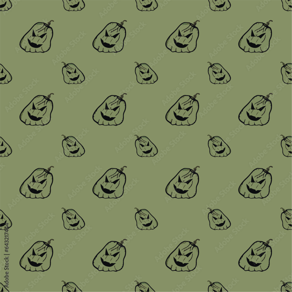 Green pattern with pumpkin for halloween Green pattern with pumpkin for halloween