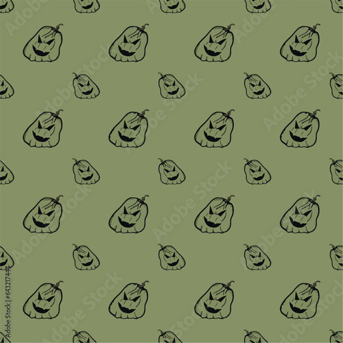 Green pattern with pumpkin for halloween