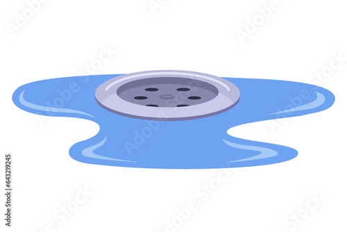 drain in the bathroom. water drains into the bathroom. flat vector illustration