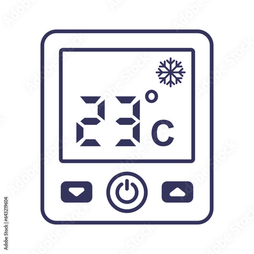 air conditioner display icon with temperature. flat vector illustration.