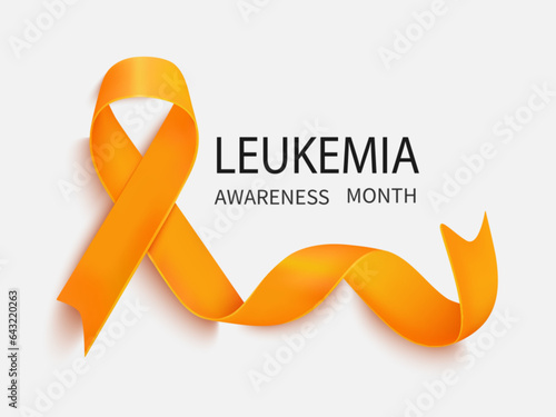 Vector orange ribbon as a symbol of animal abuse, leukemia awareness, kidney cancer association, multiple Sclerosis.