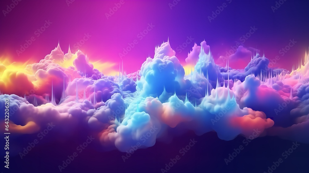 Abstract fantasy sky with neon clouds in a variety of colors. Generative Ai. - obrazy, fototapety, plakaty 