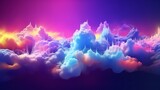 Abstract fantasy sky with neon clouds in a variety of colors. Generative Ai.