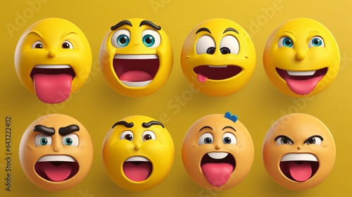 different 3D animated style emoji emoticons smiley, generative AI
