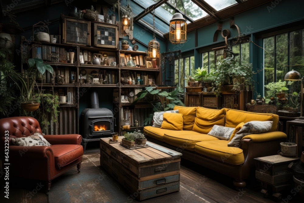 luxurious and sustainable living room with bookcases and sofas in a winter cottage luxurious and sustainable living room with bookcases and sofas in a winter cottage