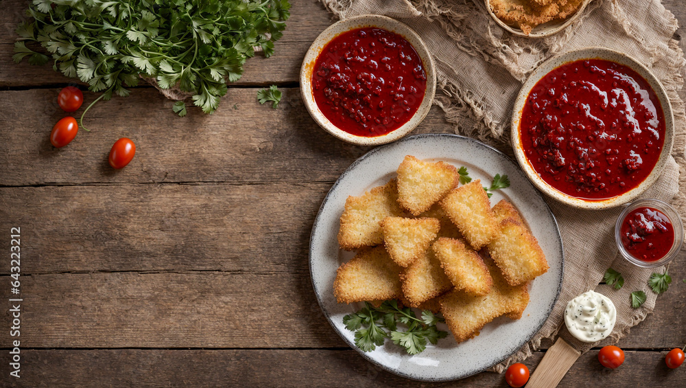 Appetizing fried mozzarella cheese in breadcrumbs in the kitchen Appetizing fried mozzarella cheese in breadcrumbs in the kitchen
