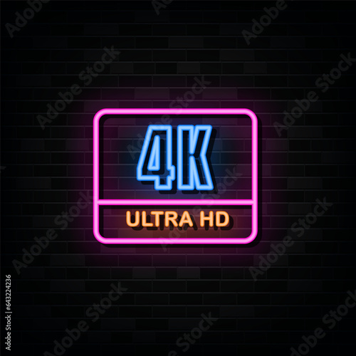 4K Ultra HD Neon Signs Vector Design Template