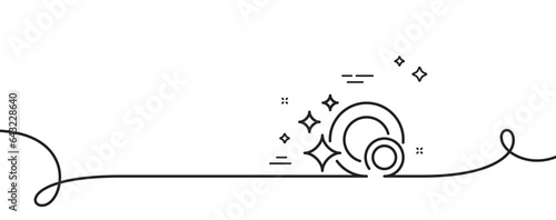 Cleaning dishes line icon. Continuous one line with curl. Dishwasher sign. Clean tableware sign. Clean dishes single outline ribbon. Loop curve pattern. Vector