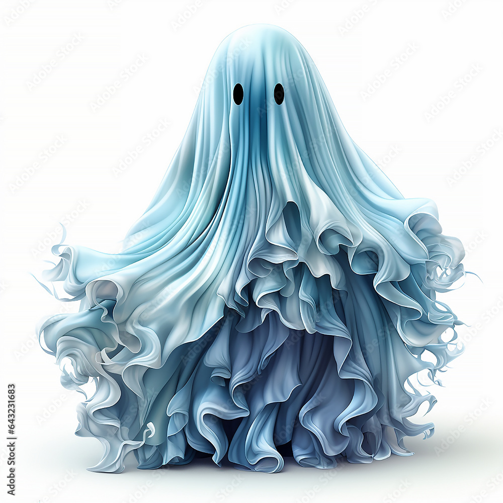 3d textile ghost character clip art, isolated on white background, 3d textile ghost character clip art, isolated on white background,