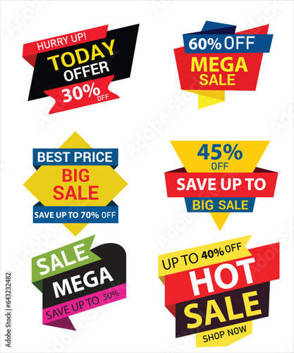 Retail sale tags. Cheap price flyer, best offer price and big sale pricing tag badge design. Limited sales offer label or store discount banner card isolated vector icons collection
