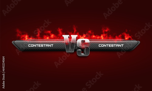 Versus banner with fire and sparks. Sport battle template. Vector illustration.