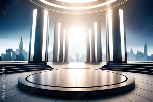 3d render of a building with columns