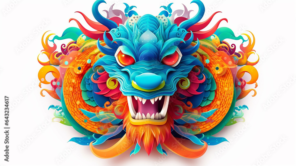 multicolored illustration of chinese dragon symbol