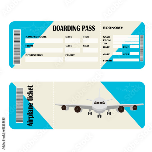 Airplane ticket for flight and travel