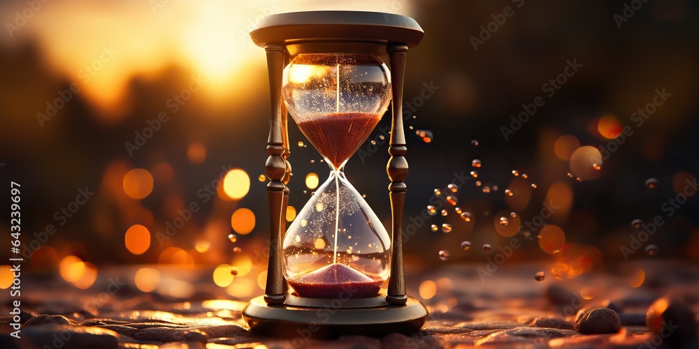 AI Generated. AI Generative. Time sand glass hour glass watches in vintage retro antique style. Can be used like game concept - obrazy, fototapety, plakaty 