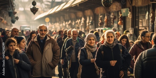 Candid Moments at the Colorful Vernissage Market in Yerevan: A Vibrant Street Photography, generative ai