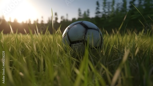 The ball on the grass football field.