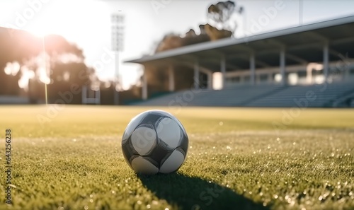 The ball on the grass footb...