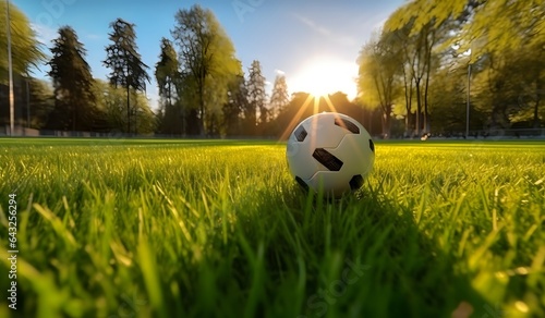 The ball on the grass footb...