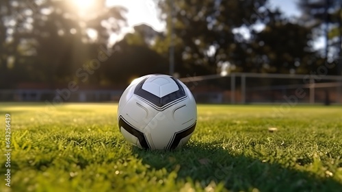 The ball on the grass footb...
