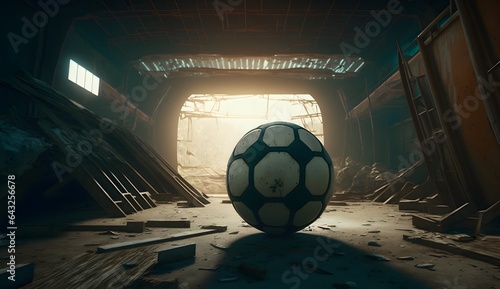 The ball on the grass footb...