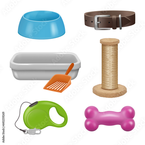 Zoo items. Accessories for animals grooming set decent vector zoo tools