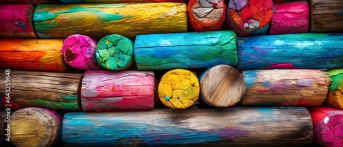 Wooden colorful painted vin...