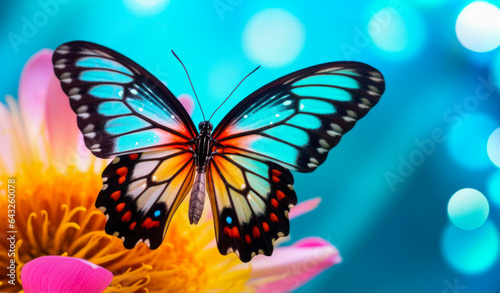 macro Photo of Queen Alexandra’s Birdwing Butterfly on colourful natural background