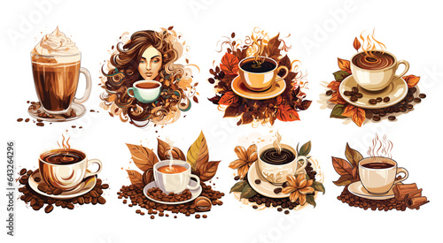 Coffee Sublimation Set Vector Illustration