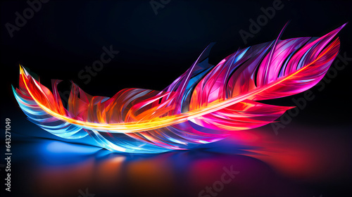 Neon feather quill scripting luminous tales © Nilima