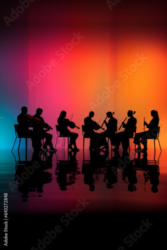 Silhouette of a symphony orchestra
