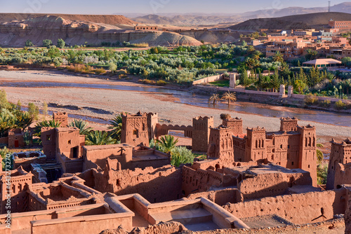 View from the top of Ksar of Ait ben haddou, a fortress entered on the UNESCO list of monuments. southern provinces, Morocco.