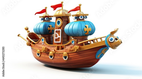 3D ship fun boat model isolated