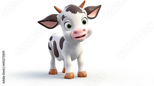3d cartoon cow character isolated on white background