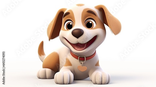 3d cute puppy dog illustration cartoon isolated on white background