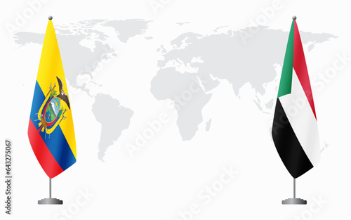 Ecuador and Sudan flags for official meeting photo