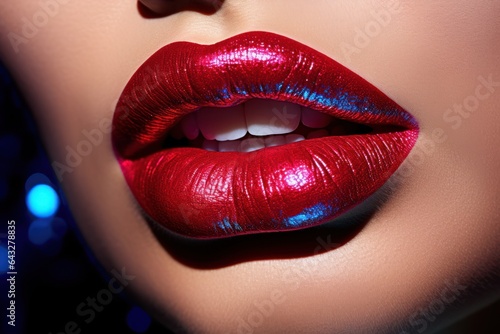 Bright women's lips close-up