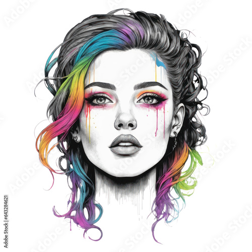 inkpunk illustration of a female head