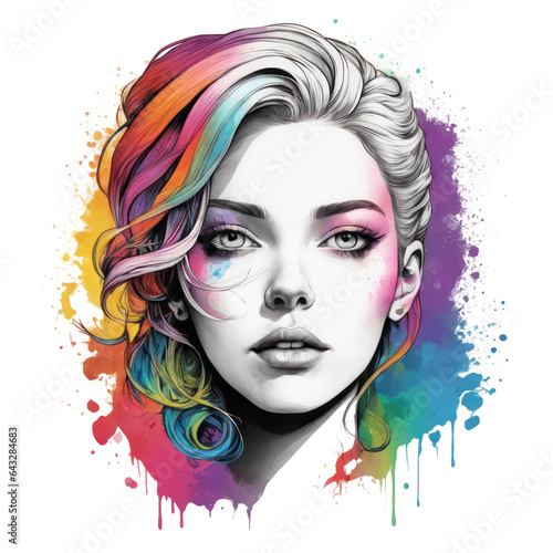 inkpunk illustration of a female head