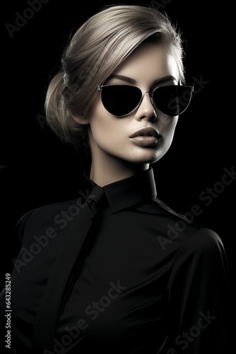 Elegant Portrait Young Beautiful Woman wearing sunglasses