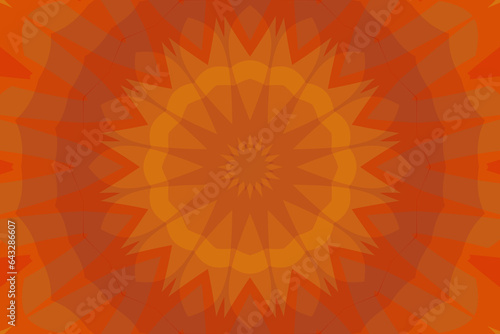rechteckige fläche gefüllt mit einem zentral angeordnetem symmetrischen strahlenförmigen floralen muster in den fablich abgestimmten farbtönen orange gelb und braun, HD-hintergrund