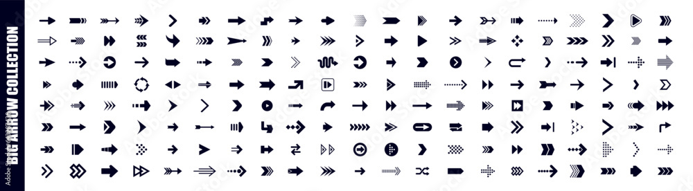 Big set of Arrows Vector Icons, isolated on transparent background. Arrow. Cursor. Modern simple arrows