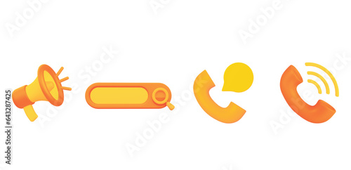 3d Business icons set. Premium render illustration. search engine, call, message 3d buttons.